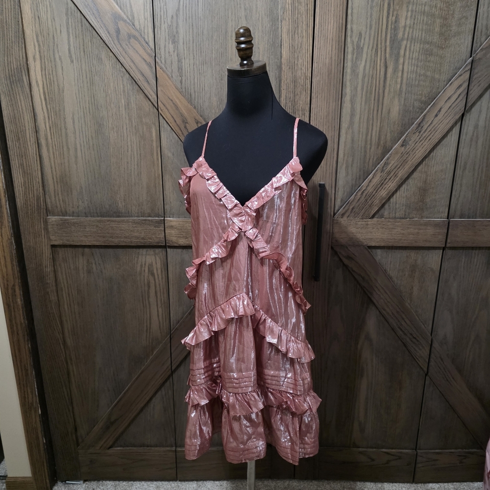 NWT Rebecca Taylor Shimmer Satin Mini Dress